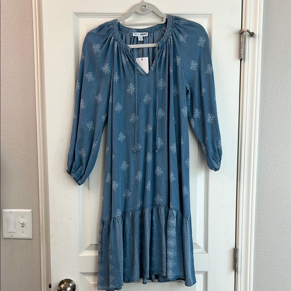 Lauren Lane Sonoma Brand Blue Long Sleeve Dress